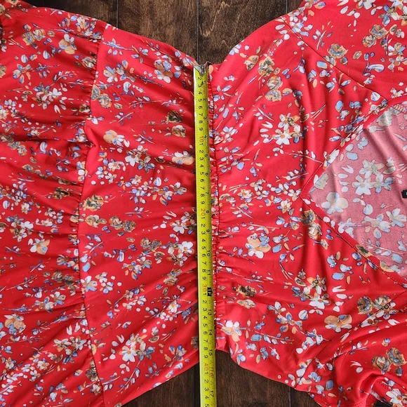 Maggy London Coral MULTI Floral Tiered Babydoll Dress Size: M - Picture 7 of 11